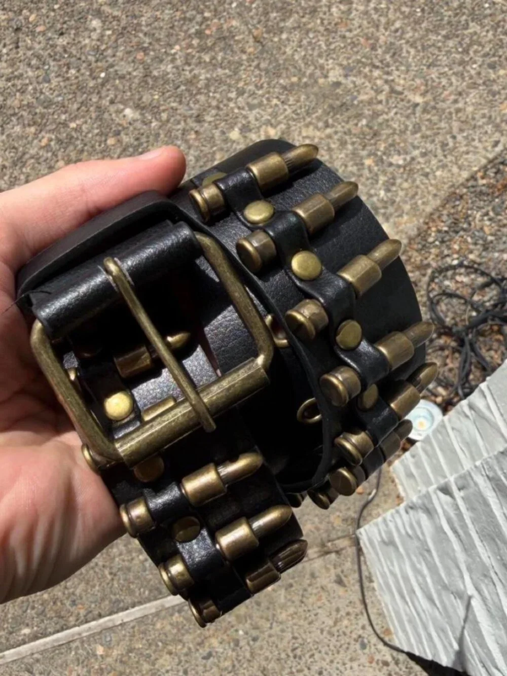 Black and copper bullet belt